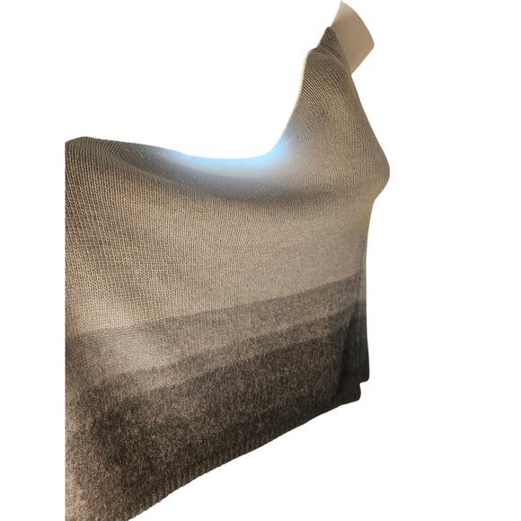 100% Peruvian Alpaca Grey Ombre Poncho "The Fisher Project" Eileen Fisher One Sz - Picture 10 of 14